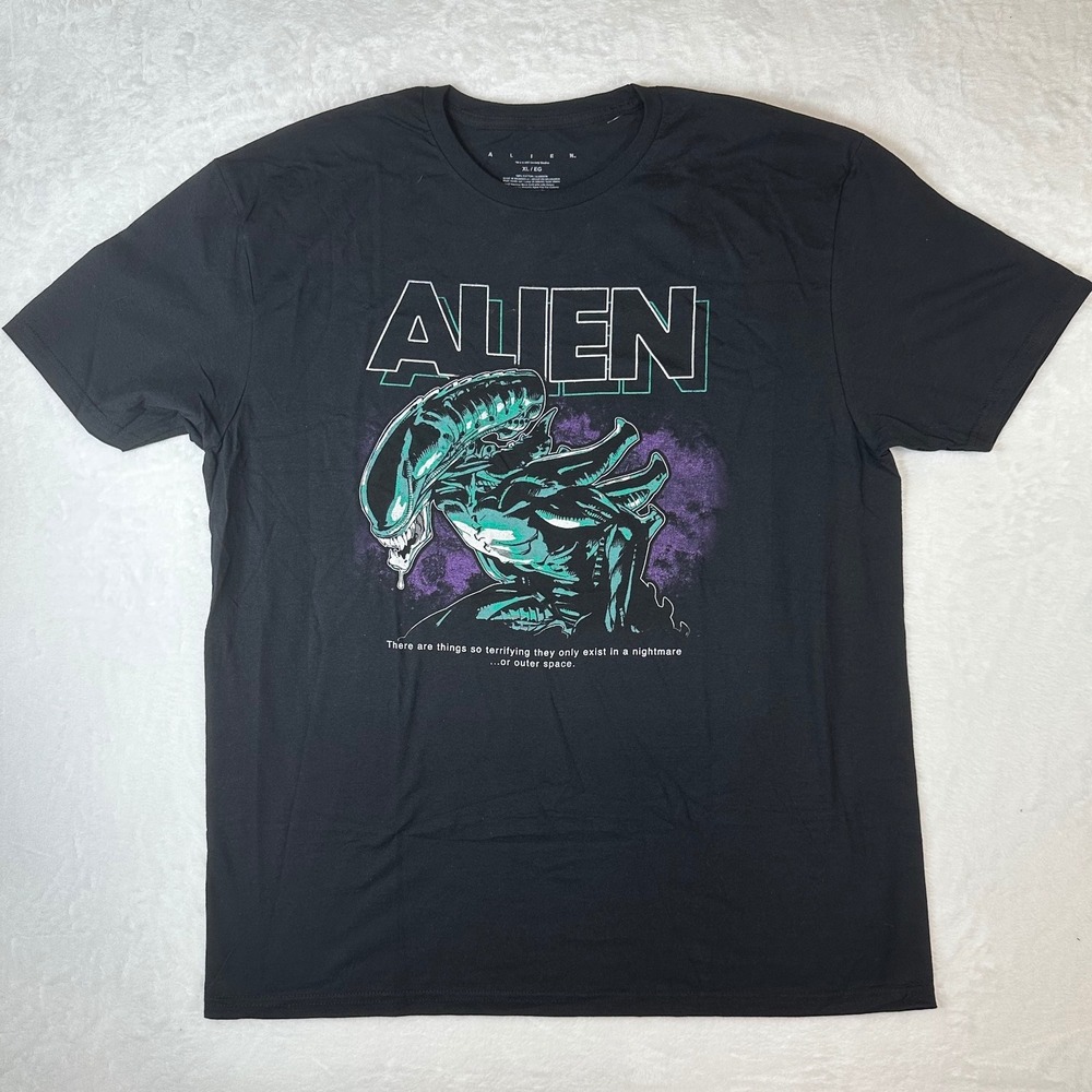 Alien Movie Xenomorph Graphic T-Shirt Mens XL Black Sci-Fi Horror Tee Spencers